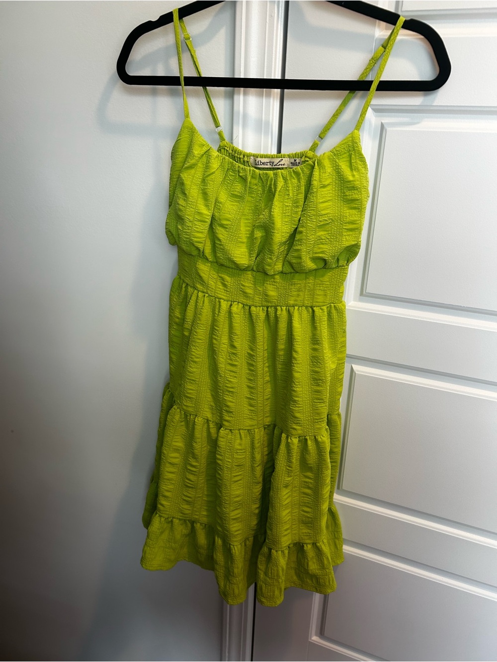 Liberty Love Lime Green Tiered Mini Dress
